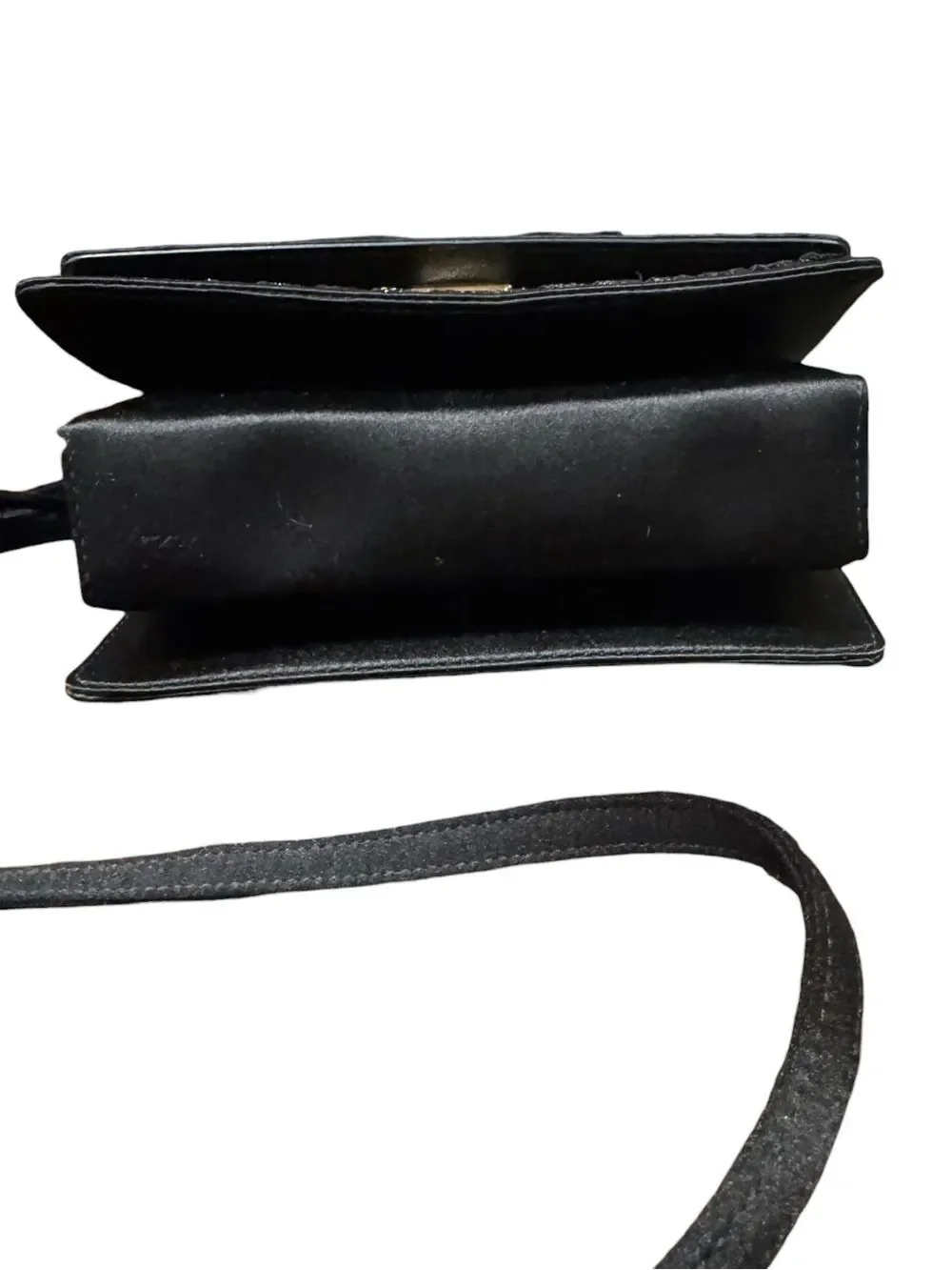 Salvatore Ferragamo Black & Gold Glitter 2way Vara Bow Ginny Crossbody Bag Auth